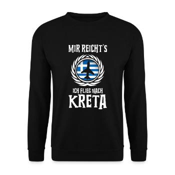 Mir reicht's Ich flieg nach Kreta - Unisex Pullover - Schwarz - Vorne - Alina (178cm) & Michal (187cm)