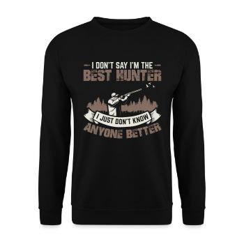 Hunter Hunting Hunter Hunting Happiness Gift - Unisex Sweatshirt - black - Front - Alina (178cm) & Michal (187cm)