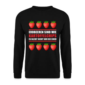 Erdbeeren Erdbeere Vegan Gärtner Garten Geschenk - Unisex Pullover - Schwarz - Vorne - Alina (178cm) & Michal (187cm)