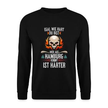 Egal wie hart du bist ein Hamburger ist härter - Unisex Pullover - Schwarz - Vorne - Alina (178cm) & Michal (187cm)