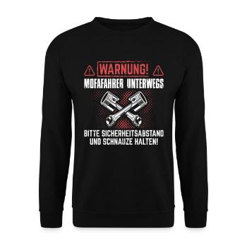 Mofa Mofafahrer Moped Mopedfahrer Mofas Geschenk - Unisex Pullover - Schwarz - Vorne - Alina (178cm) & Michal (187cm)