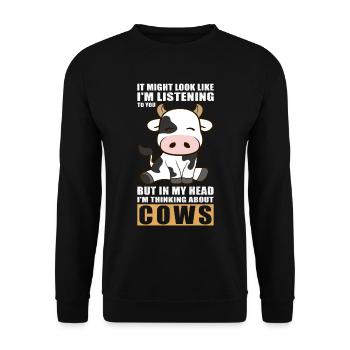 Kühe Kuh Kuhmuster Rinder Kuhliebhaber Geschenk - Unisex Pullover - Schwarz - Vorne - Alina (178cm) & Michal (187cm)