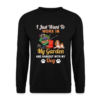 Ich Arbeite Nur In Meinem Garten mit meinem Hund - Unisex Pullover - Schwarz - Vorne - Alina (178cm) & Michal (187cm)