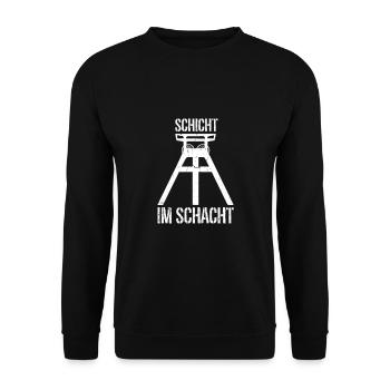 Schicht im Schacht - Unisex Pullover - Schwarz - Vorne - Alina (178cm) & Michal (187cm)