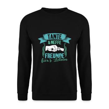 Tante & Neffe Freunde fürs Leben - Unisex Pullover - Schwarz - Vorne - Alina (178cm) & Michal (187cm)