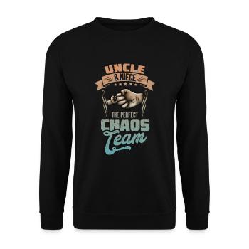 Uncle & niece the perfect chaos team - Unisex Pullover - Schwarz - Vorne - Alina (178cm) & Michal (187cm)