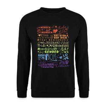Mensch is Mensch Liebe ist Liebe - Unisex Pullover - Schwarz - Vorne - Alina (178cm) & Michal (187cm)