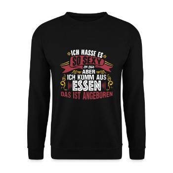 Ich komm aus Essen - Unisex Pullover - Schwarz - Vorne - Alina (178cm) & Michal (187cm)