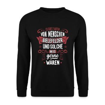 Es gibt 2 Arten von Menschen Bielefeld - Unisex Pullover - Schwarz - Vorne - Alina (178cm) & Michal (187cm)