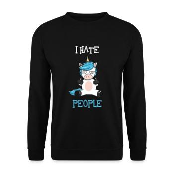 I hate people - Unisex Sweatshirt - black - Front - Alina (178cm) & Michal (187cm)
