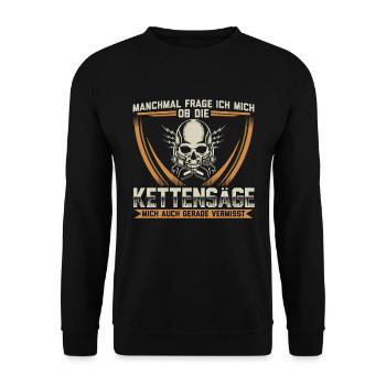 Kettensäge | Motorsäge Kettensägen Geschenk - Unisex Pullover - Schwarz - Vorne - Alina (178cm) & Michal (187cm)