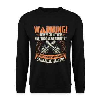 Kettensäge | Motorsäge Kettensägen Geschenk - Unisex Pullover - Schwarz - Vorne - Alina (178cm) & Michal (187cm)