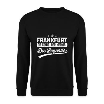 Frankfurt die Stadt der Mythos die Legende - Unisex Pullover - Schwarz - Vorne - Alina (178cm) & Michal (187cm)