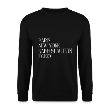 Paris New York Kaiserslautern Tokio - Unisex Pullover - Schwarz - Vorne - Alina (178cm) & Michal (187cm)