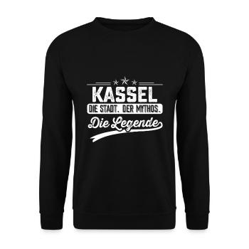 Kassel die Stadt der Mythos die Legende - Unisex Pullover - Schwarz - Vorne - Alina (178cm) & Michal (187cm)