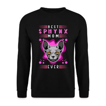 Sphynx Mom Katze Sphinx Katzenbesitzerin Geschenk - Unisex Pullover - Schwarz - Vorne - Alina (178cm) & Michal (187cm)
