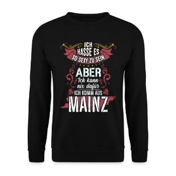Ich hasse es so sexy zu sein #Mainz - Unisex Pullover - Schwarz - Vorne - Alina (178cm) & Michal (187cm)