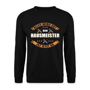 Hausmeister Facility-Manager | Hauswart Geschenk - Unisex Pullover - Schwarz - Vorne - Alina (178cm) & Michal (187cm)