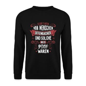 Es gibt 2 Arten von Menschen Offenbacher - Unisex Pullover - Schwarz - Vorne - Alina (178cm) & Michal (187cm)