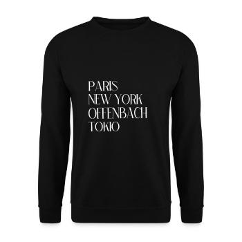 Paris New York Offenbach Tokio - Unisex Pullover - Schwarz - Vorne - Alina (178cm) & Michal (187cm)