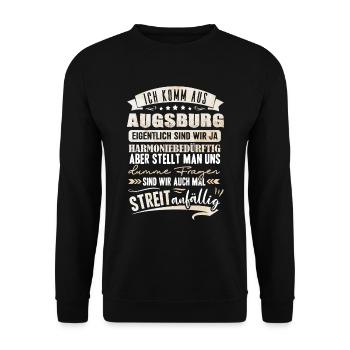 Ich komm aus Augsburg - Unisex Pullover - Schwarz - Vorne - Alina (178cm) & Michal (187cm)