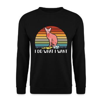 Sphynx chat Sphinx cadeau amoureux des chats - Sweat-shirt Unisexe - noir - Devant - Alina (178cm) & Michal (187cm)
