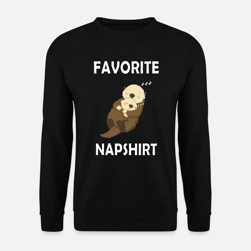 Schlafshirt Pyjama Schlafanzug Nachthemd Otter - Unisex Pullover - Schwarz
