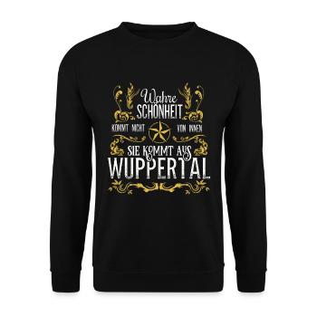Wahre Schönheit kommt aus Wuppertal - Unisex Pullover - Schwarz - Vorne - Alina (178cm) & Michal (187cm)