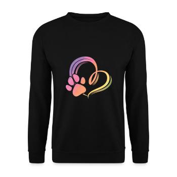 Hundepfote Herz Bunt Regenbogen Farben - Unisex Pullover - Schwarz - Vorne - Alina (178cm) & Michal (187cm)