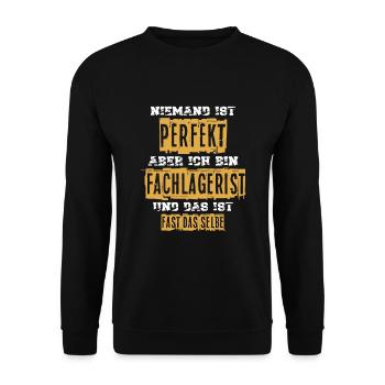 Fachlagerist Lager - Unisex Pullover - Schwarz - Vorne - Alina (178cm) & Michal (187cm)