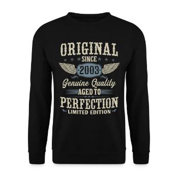 Jahrgang 2003 Original Vintage Geburtstag Geschenk - Unisex Pullover - Schwarz - Vorne - Alina (178cm) & Michal (187cm)