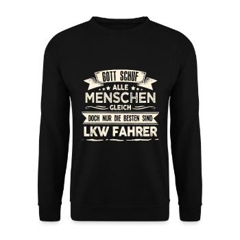 Gott schuf LKW Fahrer anders Trucker - Unisex Pullover - Schwarz - Vorne - Alina (178cm) & Michal (187cm)