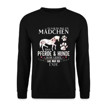 Es gab da mal ein Pferdemädchen Pferd - Unisex Pullover - Schwarz - Vorne - Alina (178cm) & Michal (187cm)