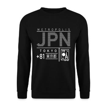 Japan Streetwear Gift Minimalism Japanese - Unisex Sweatshirt - black - Front - Alina (178cm) & Michal (187cm)