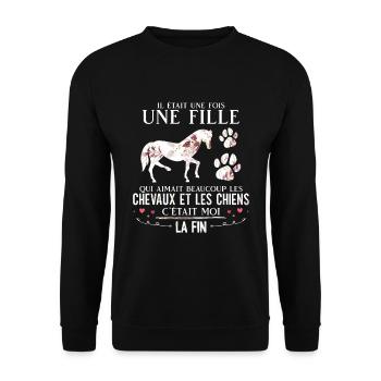 Fille à cheval cheval - Unisex Pullover - Schwarz - Vorne - Alina (178cm) & Michal (187cm)