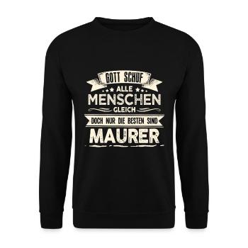 Gott schuf Maurer besser Bau - Unisex Pullover - Schwarz - Vorne - Alina (178cm) & Michal (187cm)