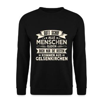 Gott schuf Gelsenkirchener anders Ruhrpott - Unisex Pullover - Schwarz - Vorne - Alina (178cm) & Michal (187cm)