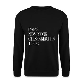 Paris New York Gelsenkirchen Tokio Gelsenkirchener - Unisex Pullover - Schwarz - Vorne - Alina (178cm) & Michal (187cm)