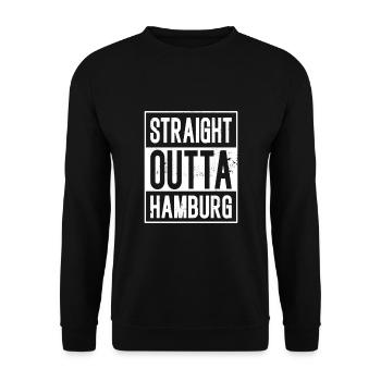 Straight Outta Hamburg Hamburger - Unisex Pullover - Schwarz - Vorne - Alina (178cm) & Michal (187cm)