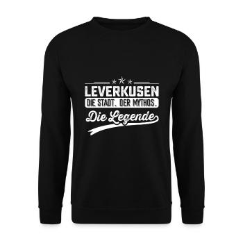 Leverkusen die Stadt der Mythos Leverkusener - Unisex Pullover - Schwarz - Vorne - Alina (178cm) & Michal (187cm)
