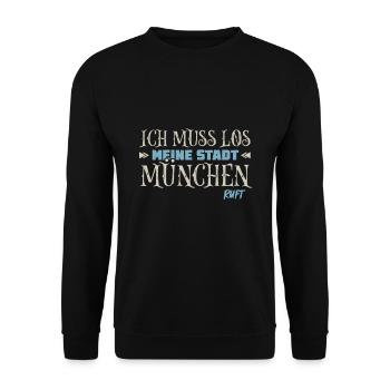 Muss los München ruft Münchener - Unisex Pullover - Schwarz - Vorne - Alina (178cm) & Michal (187cm)