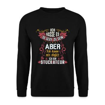Stuckateure sind zu sexy Gipser - Unisex Pullover - Schwarz - Vorne - Alina (178cm) & Michal (187cm)