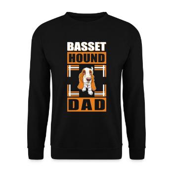 Basset Hound Dad Herrchen Hundebesitzer Geschenk - Unisex Pullover - Schwarz - Vorne - Alina (178cm) & Michal (187cm)