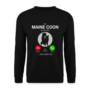 MON CHAT MAINE COON APPELLE LES PROPRIÉTAIRES DE CHATS - Sweat-shirt Unisexe - noir - Devant - Alina (178cm) & Michal (187cm)