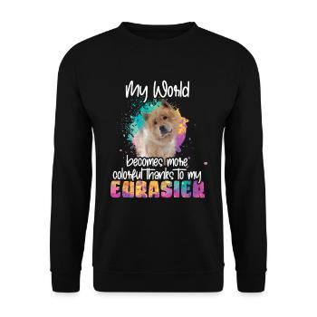 Colorful world thanks to my Eurasier dog - Sweat-shirt Unisexe - noir - Devant - Alina (178cm) & Michal (187cm)