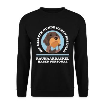 Rauhaardackel Teckel Dackel Dachshund Geschenk - Unisex Pullover - Schwarz - Vorne - Alina (178cm) & Michal (187cm)