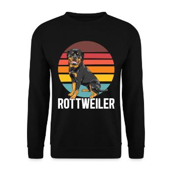 Retro Rottweiler Hund - Unisex Pullover - Schwarz - Vorne - Alina (178cm) & Michal (187cm)