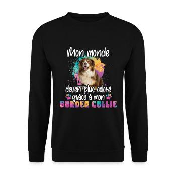 Grâce à mon Border collie chien - Unisex Pullover - Schwarz - Vorne - Alina (178cm) & Michal (187cm)