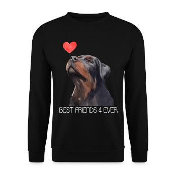 Rottweiler Freunde Hundeliebhaber - Unisex Pullover - Schwarz - Vorne - Alina (178cm) & Michal (187cm)