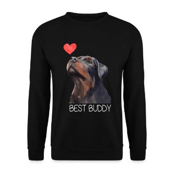 Rottweiler Best Buddy Dog Heart - Unisex Sweatshirt - black - Front - Alina (178cm) & Michal (187cm)